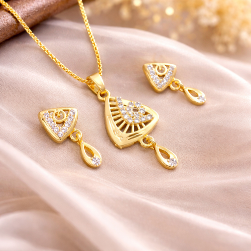 SuvarnaMeera Gold Plated Pendant – Graceful & Refined