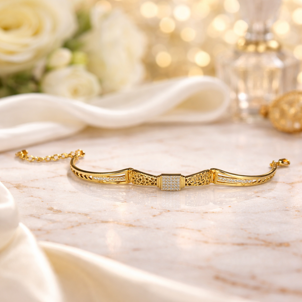 RajKanak Elegance Gold Plated Adjustable Bracelet