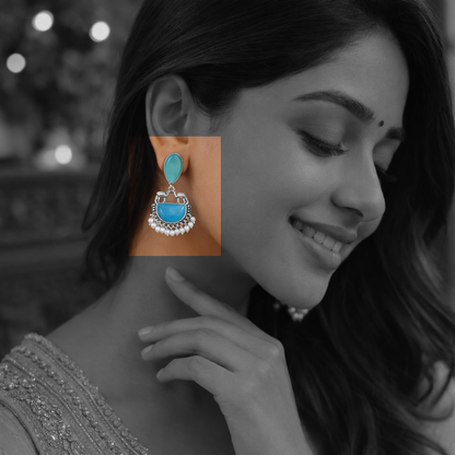 Elegant Oxidized Pearl Drop Statement Earrings
