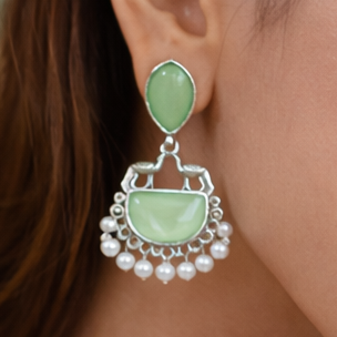 Elegant Oxidized Pearl Drop Statement Earrings