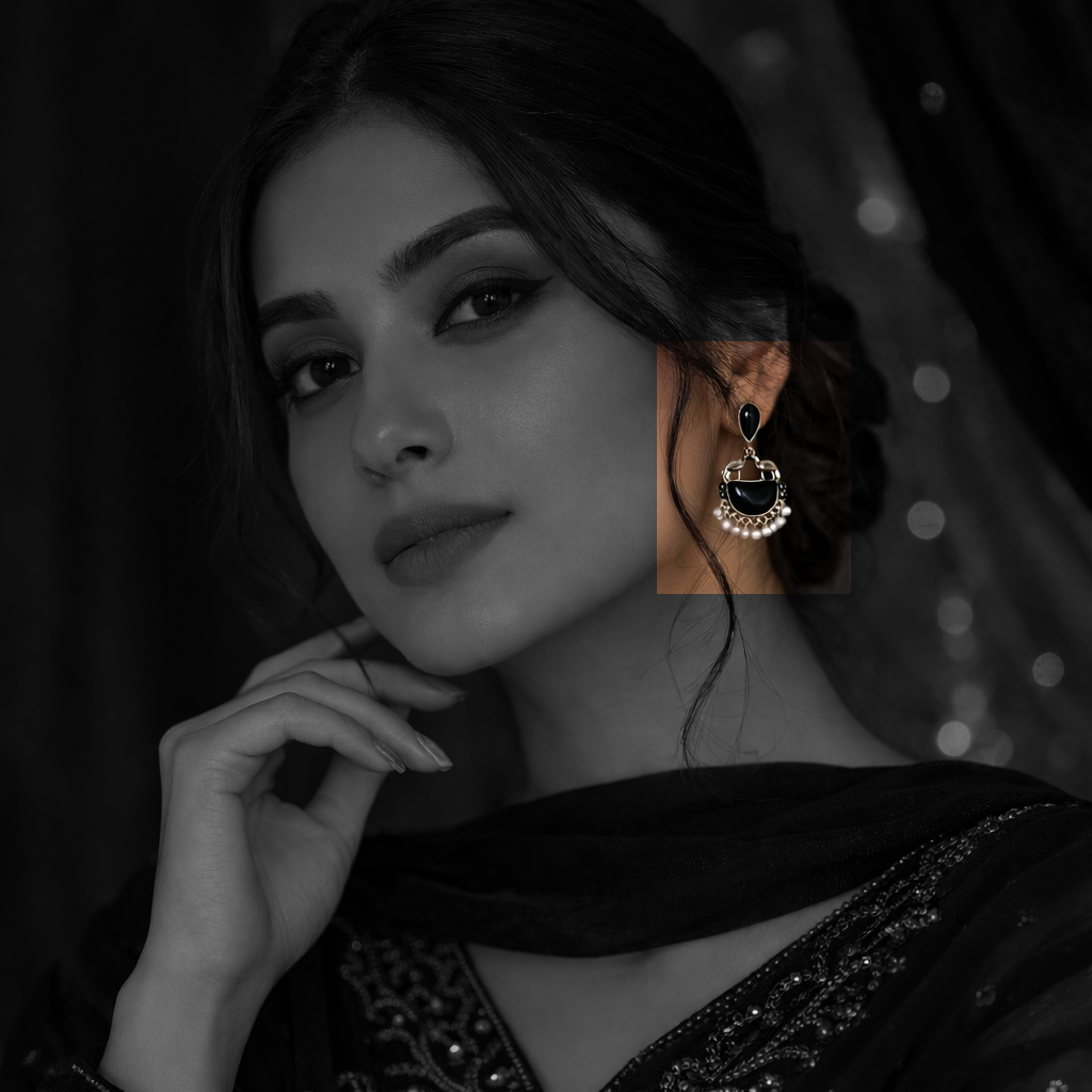 Elegant Oxidized Pearl Drop Statement Earrings