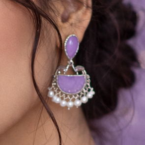Elegant Oxidized Pearl Drop Statement Earrings