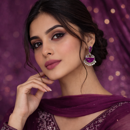 Elegant Oxidized Pearl Drop Statement Earrings