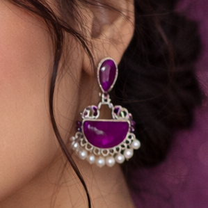 Elegant Oxidized Pearl Drop Statement Earrings