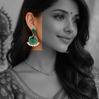 Elegant Oxidized Pearl Drop Statement Earrings