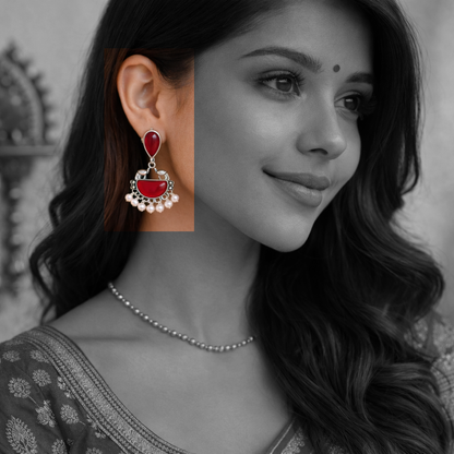Elegant Oxidized Pearl Drop Statement Earrings