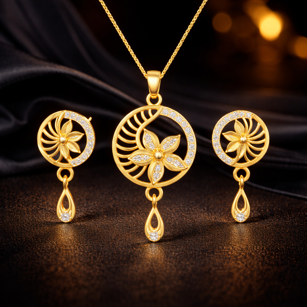 SuvarnaLeela Gold Plated Pendant – Stylish & Graceful