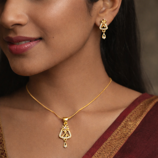 KanakRupali Gold Plated Pendant – Modern & Radiant