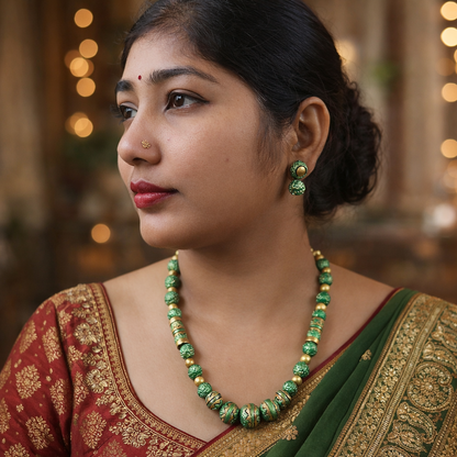 Vanshika Olive Green Terracotta Necklace Set